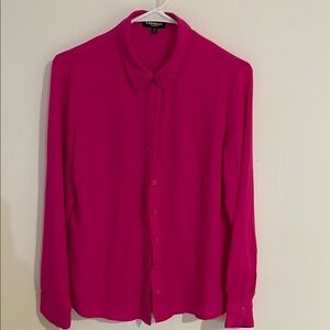Express Pink Casual Button Down Shirt